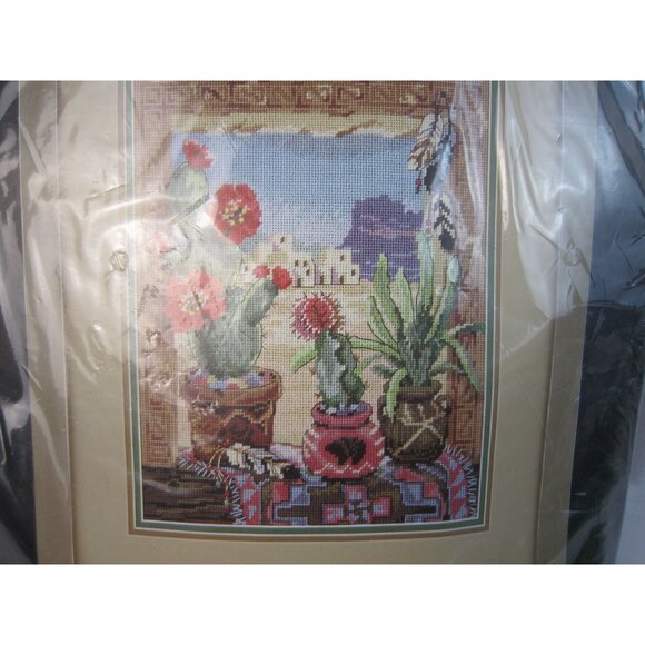 DIMENSIONS 1995 GLORIA ERIKSEN "SOUTHWEST WINDOW" NEEDLEPOINT KIT #2434 - Picture 3 of 12